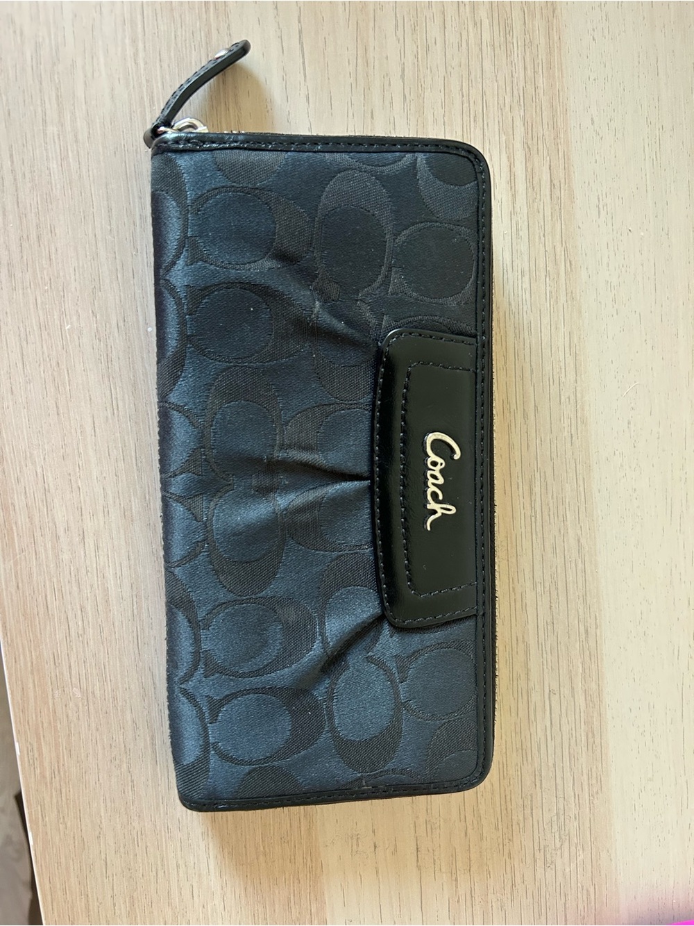 Coach Black Signature Zip Wallet